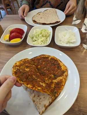 Lahmacun at Vegan Masa in Istanbul