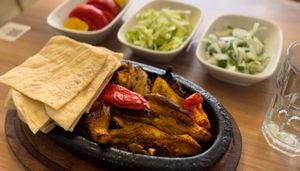 Oyster mushroom kebab  at Vegan Masa in Istanbul