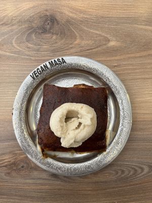 Kazandibi with ıce cream  at Vegan Masa in Istanbul