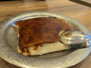 Amazing flan dessert at Vegan Masa in Istanbul