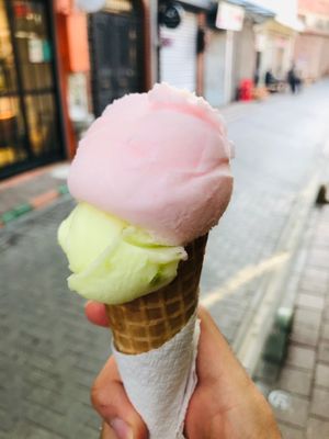 Rose and green apple sorbets at Sago Balat in Istanbul