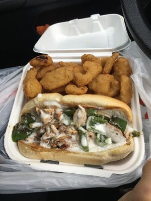 Chikn Philly with onion petals. Omni husband was blown away at Imagine Vegan Cafe in Memphis