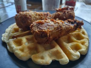 Chicken and waffles  at Imagine Vegan Cafe in Memphis