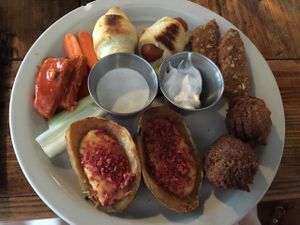 mixed appetizer plate at Imagine Vegan Cafe in Memphis