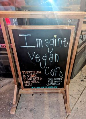 Outside at Imagine Vegan Cafe in Memphis