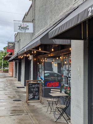 Outside at Imagine Vegan Cafe in Memphis