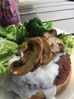 Beyond burger w mushrooms & moz  at Imagine Vegan Cafe in Memphis