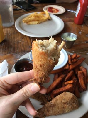 Fried “chicken” and sweet potato fries at Imagine Vegan Cafe in Memphis