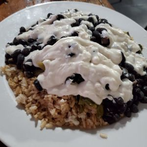 Brown rice greens black beans garlic sauce at Imagine Vegan Cafe in Memphis