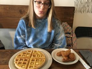 Chicken and waffles at Imagine Vegan Cafe in Memphis