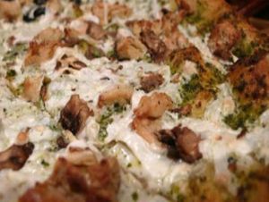 Vegan Chicken Pesto Pizza with Gardein and Daiya  at Purgatory Pizza in Los Angeles