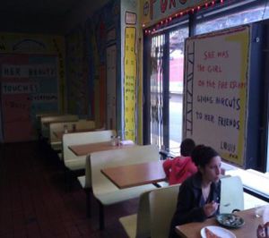 seating area at Purgatory Pizza in Los Angeles