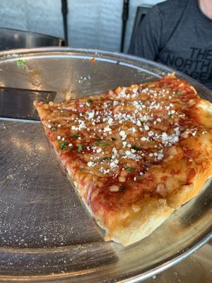 Classic cheese pizza (all vegan) at Purgatory Pizza in Los Angeles