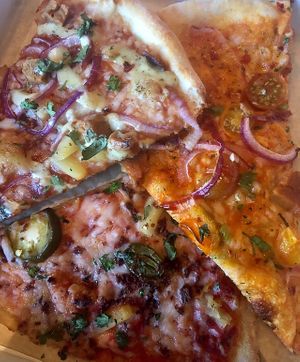 A selection of vegan slices at Purgatory Pizza in Los Angeles