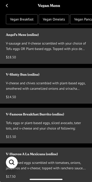 I forgot to take a photo of the menu but here are the options shown online  at Millie's Cafe in Los Angeles