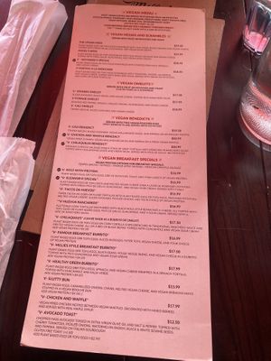 1/2 vegan menu   at Millie's Cafe in Los Angeles