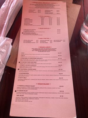 1/2 of the vegan menu   at Millie's Cafe in Los Angeles