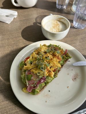 Avocado Toast with vegan egg   at Millie's Cafe in Los Angeles