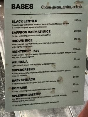 Cava menu 3  at CAVA in Cary