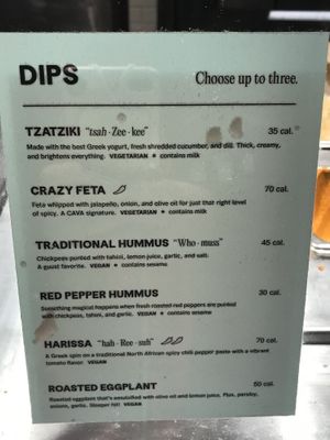 Cava menu 4  at CAVA in Cary