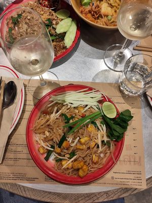 Pad Thai, super good! (above are dishes with meat) at Samsen in Hong Kong Island