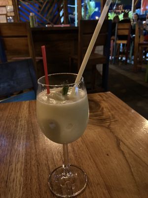 Pina colada at La Italiana in Bocas Del Toro