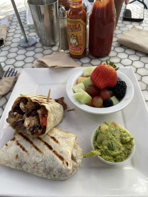 Vegan breakfast burrito (I chose the side of fruit) at Larchmont Bungalow Cafe in Los Angeles