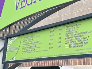 Menu and prices - all food items have the vegan icon being used across Citi Field dining stands, distinct from vegetarian icon  at Vegan City - Citi Field in New York City