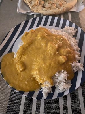 Vegan Quorn korma (rice made at home) at The Darjeeling in Bromley