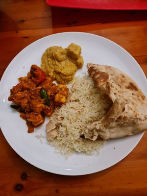 Korma & Jalfrezi with coconut rice at The Darjeeling in Bromley