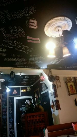 mix of modern and traditional ethipian. tastful decor.  at Abyssinia in Paris