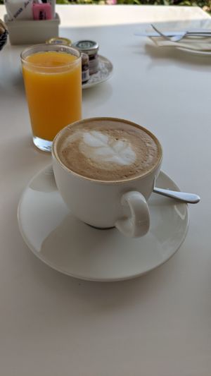 Cappuccino with soy milk at Muscat Hills Resort Restaurant in Bandar Jissah
