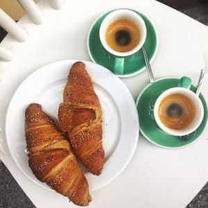 Croissants, espresso. at Cloud Cakes -  Notre Dame de Lorette in Paris