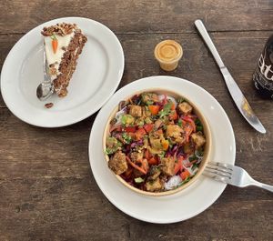 Salad and carrot cake   at Cloud Cakes -  Notre Dame de Lorette in Paris