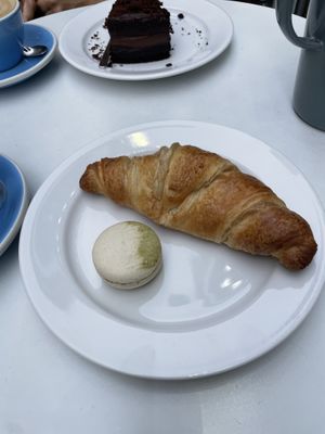 Croissant and pistachio macaron  at Cloud Cakes -  Notre Dame de Lorette in Paris