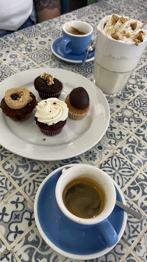 red velvet cupcake and the vanilla shake are perfect   at Cloud Cakes -  Notre Dame de Lorette in Paris