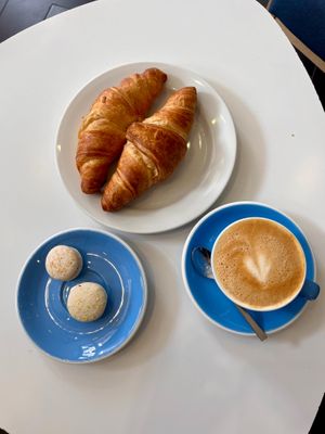 Croissants, Macarrons, and a cappuccino at Cloud Cakes -  Notre Dame de Lorette in Paris