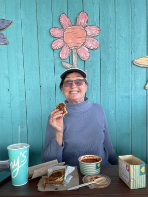 can you tell how much I love Amy’s vegan grilled cheese and vegan tomato bisque soup? Really hits the spot 😆  at Amy's Drive Thru in Roseville
