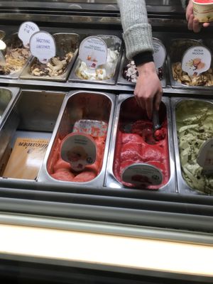Two vegan sorbet options at Mpochotis in Corfu