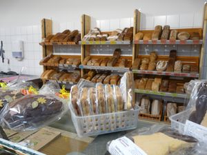 We sell baked goods (bread, rolls, cake, cookies, etc.) from different local and regional bakeries. All certified organic, of course. at VG Biomarkt Strehlen in Dresden