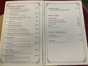 Vegetarian entrées at Indian Curry Restaurant in Catania