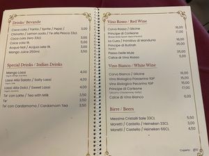 Drinks at Indian Curry Restaurant in Catania