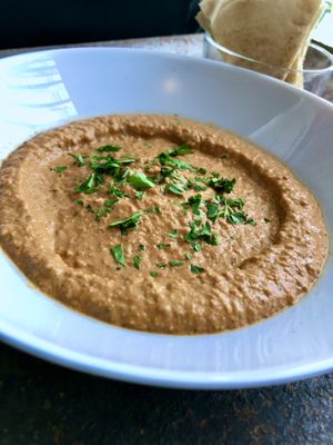 Muhammara: dip of roasted bell pepper with pomegranate molasses   at Turk in San Miguel De Allende
