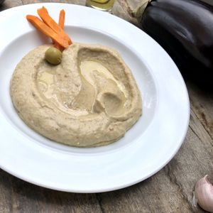 Baba ghanoush: dip of roasted eggplant, served with pita  at Turk in San Miguel De Allende