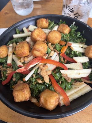 Kale salad with crispy tofu  at When Pigs Fly Restaurant & Pizzeria in Kittery
