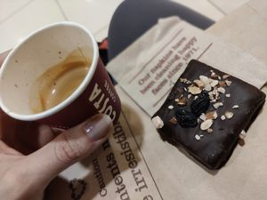 Almond bar + espresso at AUH - Costa Coffee - T3 in Abu Dhabi