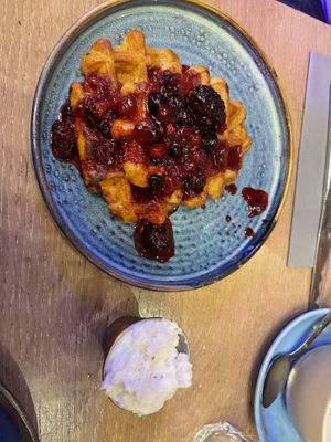 Vegan waffles   at Brewhemia in Edinburgh