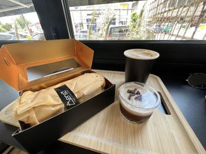 Tofu (huge) sandwich, coffee and tiramisu = 15€  at Enso in Limassol