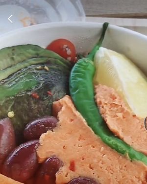 Fresh salad with hummus    at Enso in Limassol