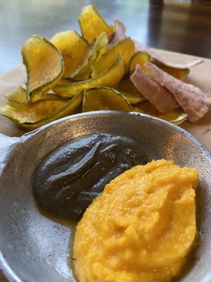 Smoked eggplant + local fruit dips to start  at Ngadri in Boquete
